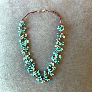 Turquoise and leather necklace